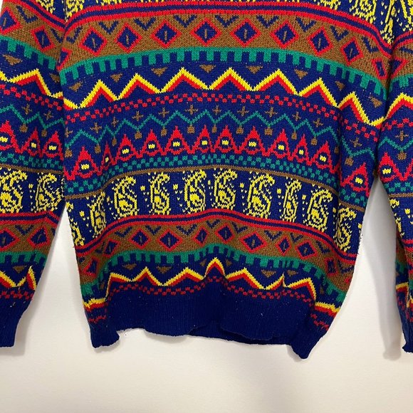 Colorful Geometric Pattern Oversized Pullover Sweater - Picture 4 of 5